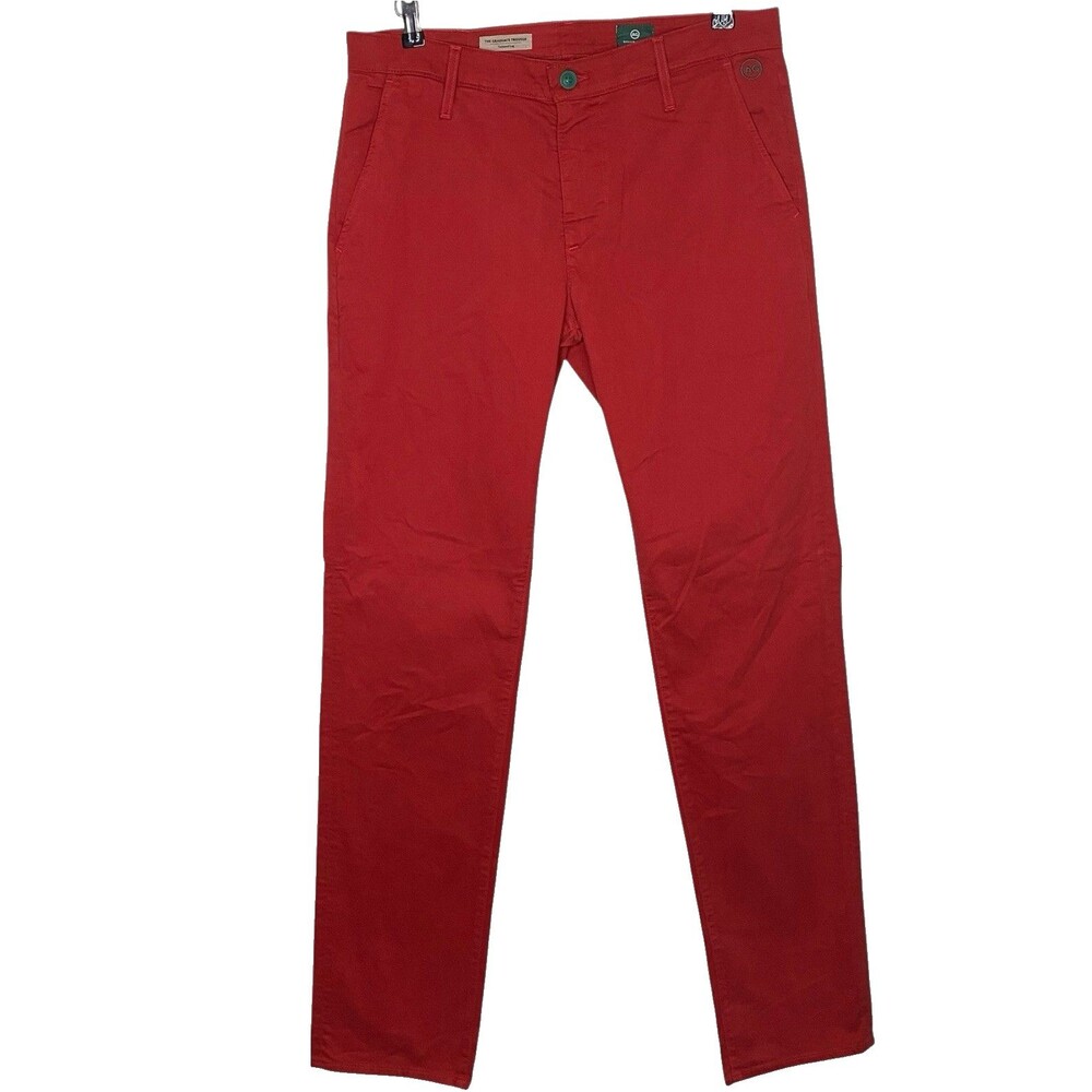 AG Jeans Adriano Goldschmied Pants Mens 32 x 34 Red Brushed Cotton Graduate NEW
